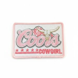 Pink Coors Cowgirl Embroidered Iron On Patch 2.5” x 3.5”